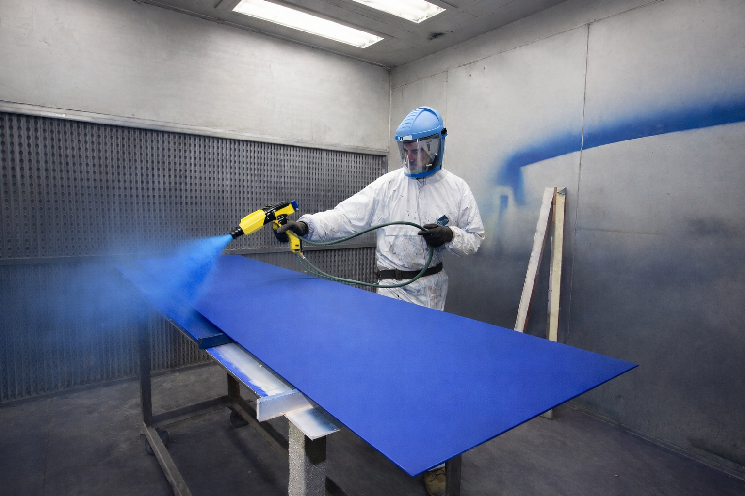 Industrial powder coating process